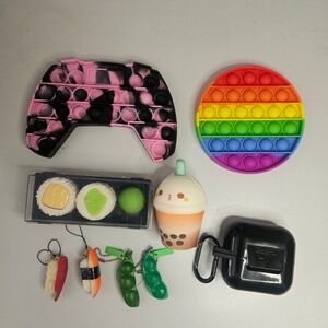 Sensory Fidget Toy Lot Pop Its ASMR Sensory FX Sushi Squishies Boba Tea 11pc